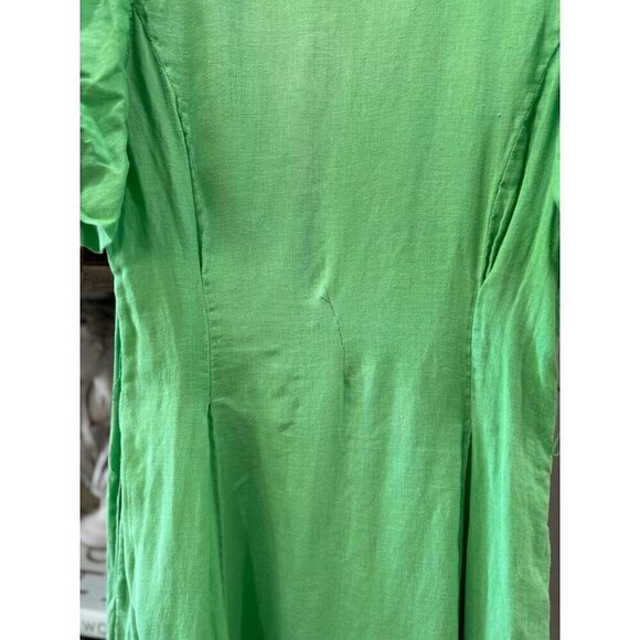 Nicholas Troy Linen Midi Shirt Dress Green Womens Size 0 - Picture 9 of 13